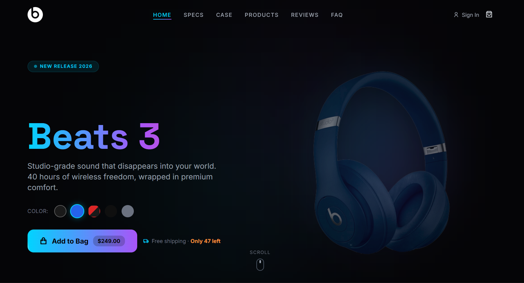 Heaadphones e-commerce website preview