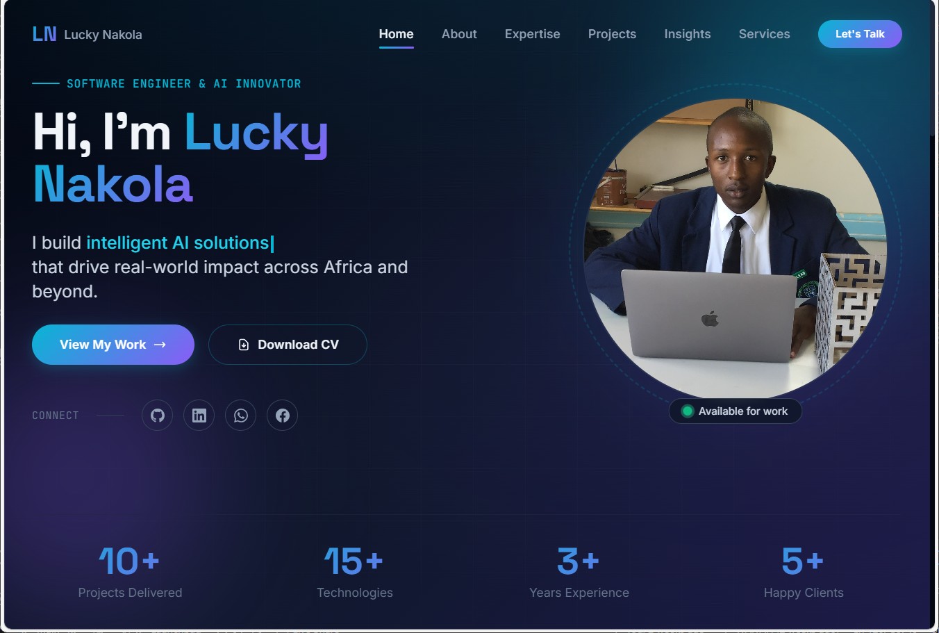 Lucky Portfolio website preview